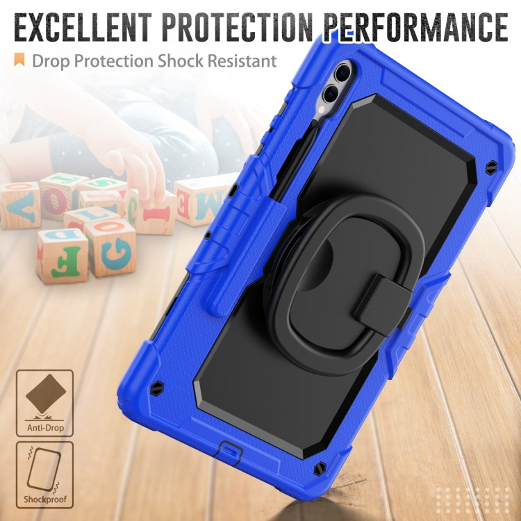 For Samsung Galaxy Tab S9+ / S10+ D Type Silicone Hybrid PC Tablet Case with Handle Holder(Blue) - Galaxy Tab S9+ Cases by buy2fix | Online Shopping UK | buy2fix