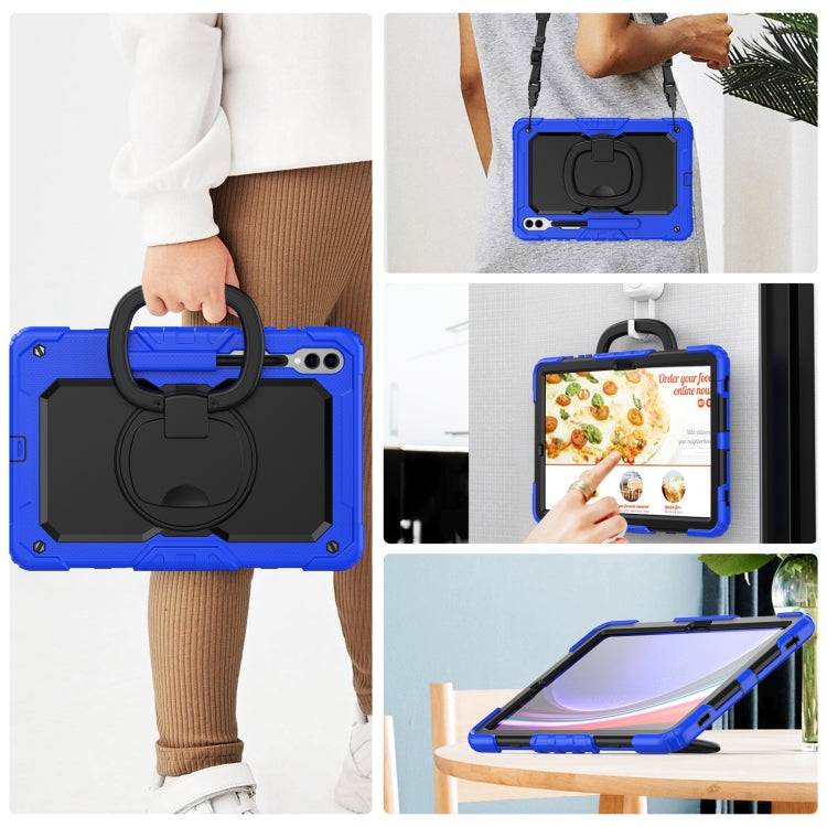 For Samsung Galaxy Tab S9+ / S10+ D Type Silicone Hybrid PC Tablet Case with Handle Holder(Blue) - Galaxy Tab S9+ Cases by buy2fix | Online Shopping UK | buy2fix