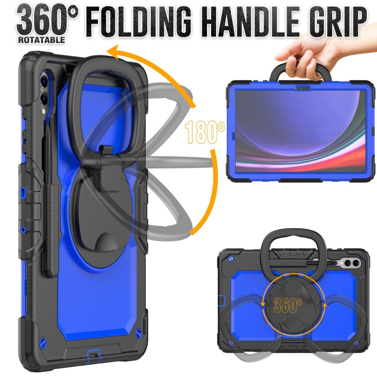 For Samsung Galaxy Tab S9+ / S10+ D Type Silicone Hybrid PC Tablet Case with Handle Holder(Blue PC) - Galaxy Tab S9+ Cases by buy2fix | Online Shopping UK | buy2fix