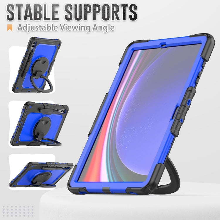 For Samsung Galaxy Tab S9+ / S10+ D Type Silicone Hybrid PC Tablet Case with Handle Holder(Blue PC) - Galaxy Tab S9+ Cases by buy2fix | Online Shopping UK | buy2fix