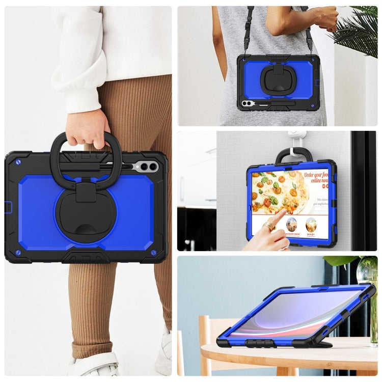 For Samsung Galaxy Tab S9+ / S10+ D Type Silicone Hybrid PC Tablet Case with Handle Holder(Blue PC) - Galaxy Tab S9+ Cases by buy2fix | Online Shopping UK | buy2fix