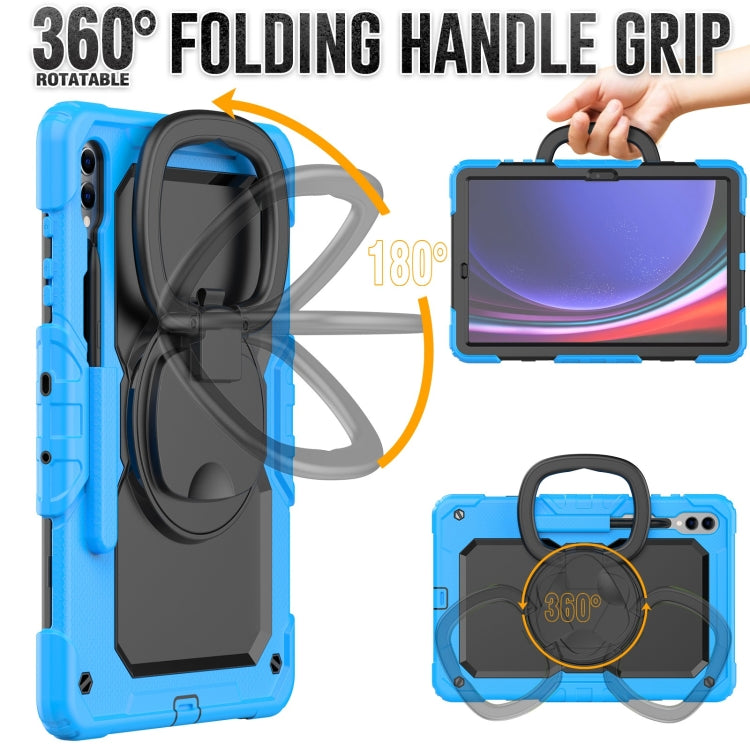For Samsung Galaxy Tab S9+ / S10+ D Type Silicone Hybrid PC Tablet Case with Handle Holder(Light Blue) - Galaxy Tab S9+ Cases by buy2fix | Online Shopping UK | buy2fix