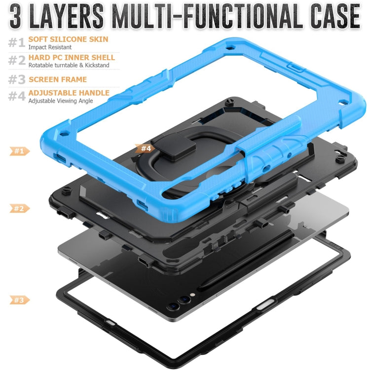 For Samsung Galaxy Tab S9+ / S10+ D Type Silicone Hybrid PC Tablet Case with Handle Holder(Light Blue) - Galaxy Tab S9+ Cases by buy2fix | Online Shopping UK | buy2fix