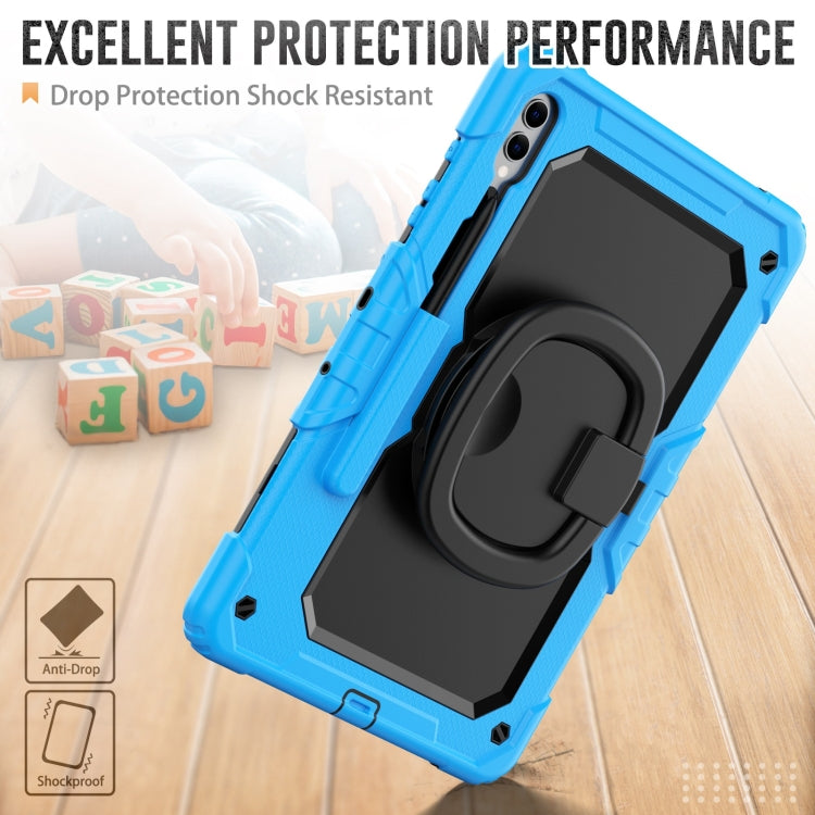 For Samsung Galaxy Tab S9+ / S10+ D Type Silicone Hybrid PC Tablet Case with Handle Holder(Light Blue) - Galaxy Tab S9+ Cases by buy2fix | Online Shopping UK | buy2fix