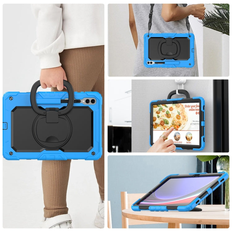 For Samsung Galaxy Tab S9+ / S10+ D Type Silicone Hybrid PC Tablet Case with Handle Holder(Light Blue) - Galaxy Tab S9+ Cases by buy2fix | Online Shopping UK | buy2fix