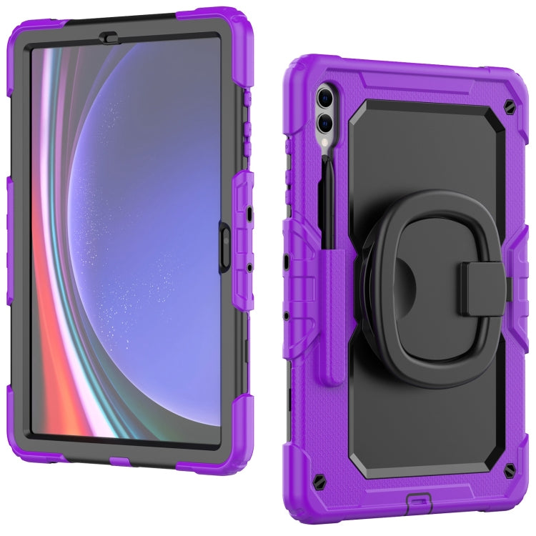 For Samsung Galaxy Tab S9+ / S10+ D Type Silicone Hybrid PC Tablet Case with Handle Holder(Purple) - Galaxy Tab S9+ Cases by buy2fix | Online Shopping UK | buy2fix