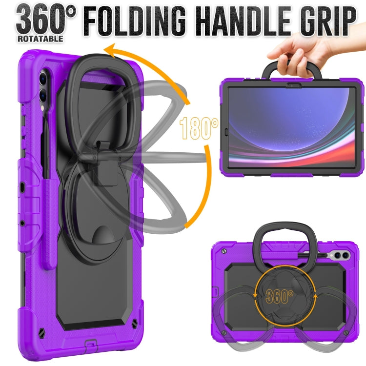 For Samsung Galaxy Tab S9+ / S10+ D Type Silicone Hybrid PC Tablet Case with Handle Holder(Purple) - Galaxy Tab S9+ Cases by buy2fix | Online Shopping UK | buy2fix