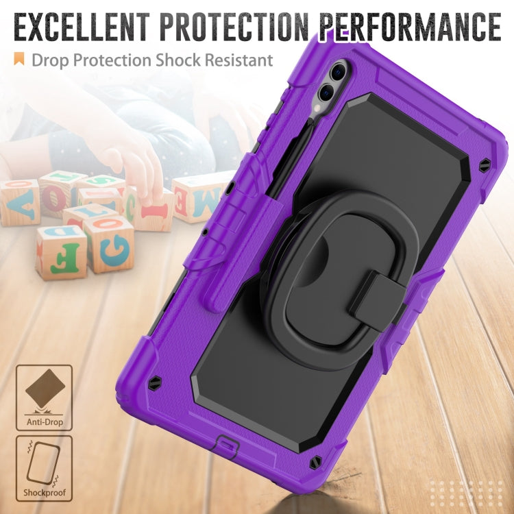 For Samsung Galaxy Tab S9+ / S10+ D Type Silicone Hybrid PC Tablet Case with Handle Holder(Purple) - Galaxy Tab S9+ Cases by buy2fix | Online Shopping UK | buy2fix