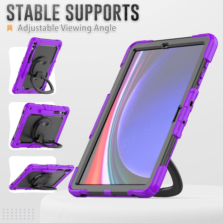 For Samsung Galaxy Tab S9+ / S10+ D Type Silicone Hybrid PC Tablet Case with Handle Holder(Purple) - Galaxy Tab S9+ Cases by buy2fix | Online Shopping UK | buy2fix