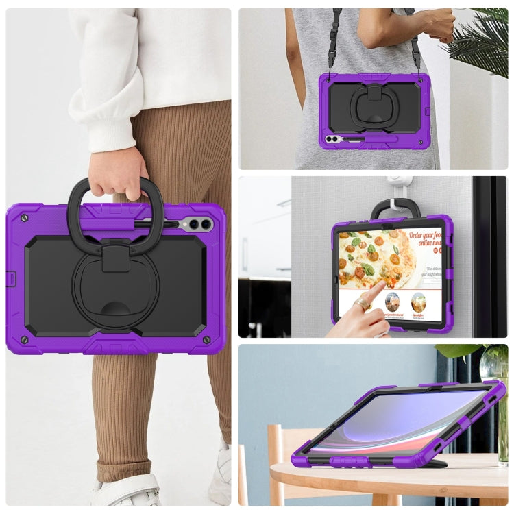 For Samsung Galaxy Tab S9+ / S10+ D Type Silicone Hybrid PC Tablet Case with Handle Holder(Purple) - Galaxy Tab S9+ Cases by buy2fix | Online Shopping UK | buy2fix