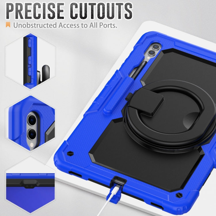 For Samsung Galaxy Tab S10 Ultra D Type Silicone Hybrid PC Tablet Case with Handle Holder(Blue) by buy2fix