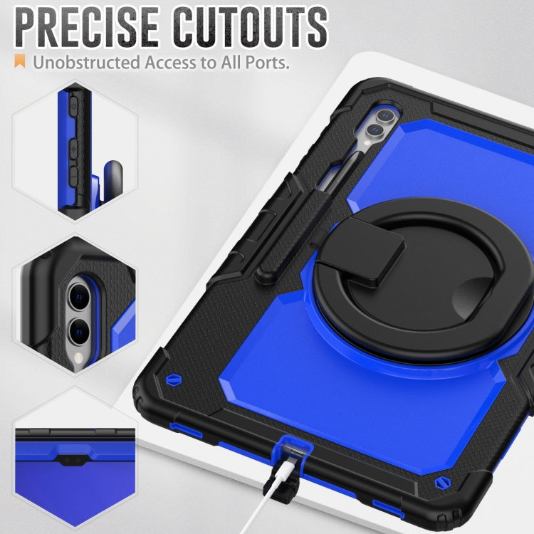 For Samsung Galaxy Tab S10 Ultra D Type Silicone Hybrid PC Tablet Case with Handle Holder(Blue PC) by buy2fix