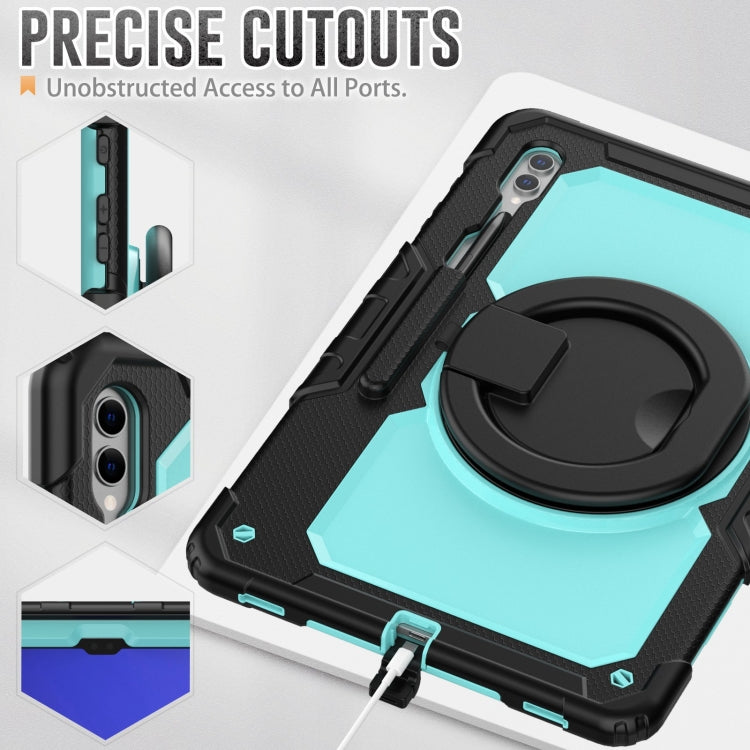 For Samsung Galaxy Tab S10 Ultra D Type Silicone Hybrid PC Tablet Case with Handle Holder(Light Blue PC) by buy2fix