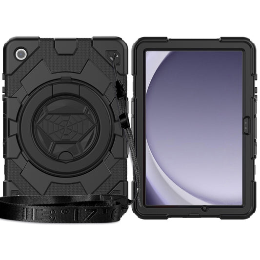 For Samsung Galaxy Tab A11+ / A9+ Spider Rotation Handle Silicone Hybrid PC Tablet Case(Black) by buy2fix