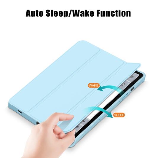 For Samsung Galaxy Tab S9 Acrylic 3-folding Smart Leather Tablet Case(Sky Blue) by buy2fix