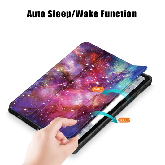 For Samsung Galaxy Tab S9+ Acrylic 3-folding Painted Smart Leather Tablet Case(Milky Way) by buy2fix