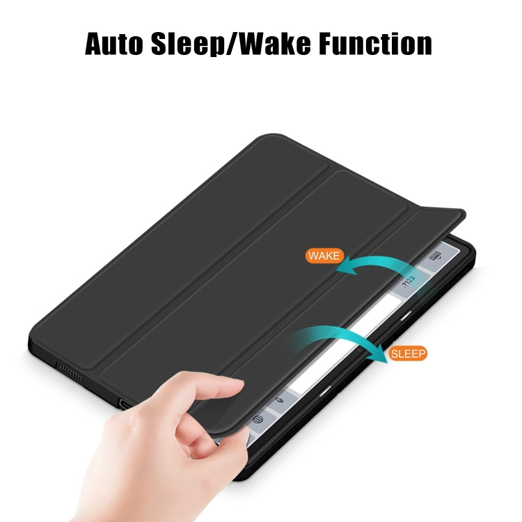 For Lenovo Tab P12 12.7 /P12 Pro 2nd Gen 3-folding TPU Smart Leather Tablet Case(Black) - Lenovo by buy2fix | Online Shopping UK | buy2fix