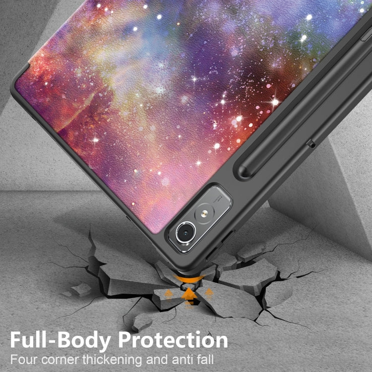 For Lenovo Tab P12 12.7 /P12 Pro 2nd Gen 3-folding Painted TPU Smart Leather Tablet Case(Milky Way) - Lenovo by buy2fix | Online Shopping UK | buy2fix