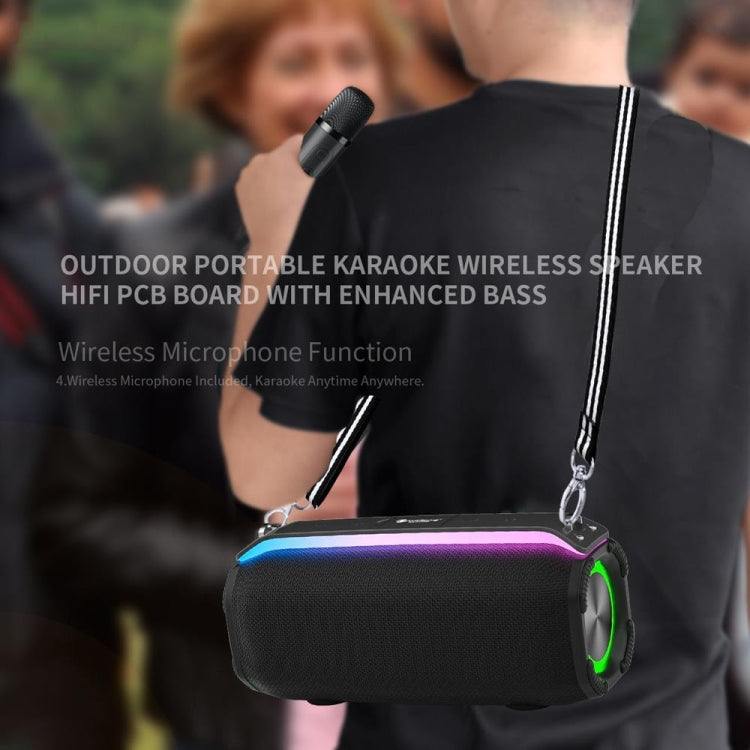 New RiXing NR8809 20W Outdoor Portable TWS Smart Wireless Bluetooth Speaker, Style:Single Mic(Black) - Desktop Speaker by NewRixing | Online Shopping UK | buy2fix