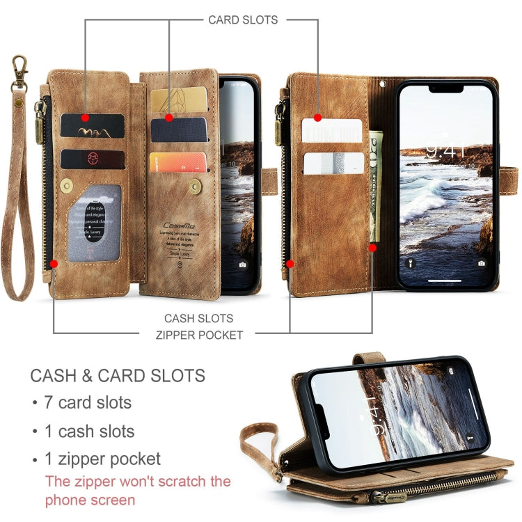 For iPhone 15 CaseMe C30 Multifunctional Leather Phone Case(Brown) - iPhone 15 Cases by CaseMe | Online Shopping UK | buy2fix