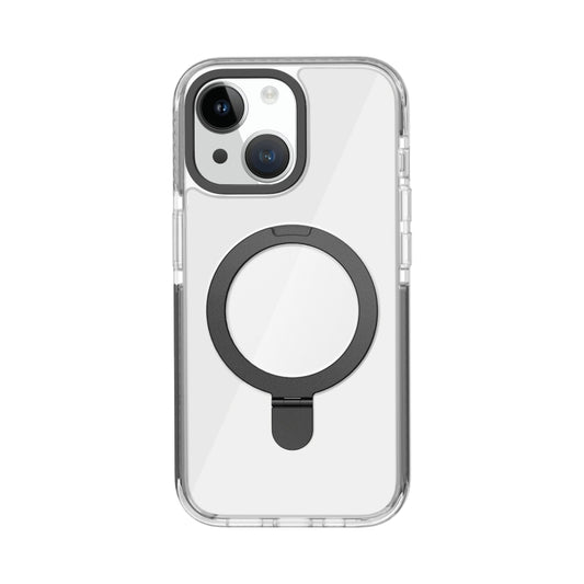 For iPhone 15 Kingsteel Wolf MagSafe Holder Transparent Phone Case(Black) by buy2fix