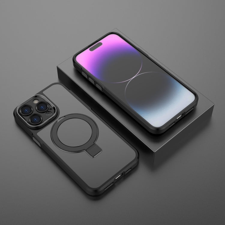 For iPhone 15 Pro Max MagSafe Magnetic Metal Holder Phone Case(Black) by buy2fix