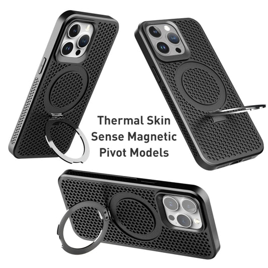 For iPhone 14 Pro Skin Feel PC+TPU Cooling Magnetic Magsafe Phone Case with Stand(Wine Red) by buy2fix