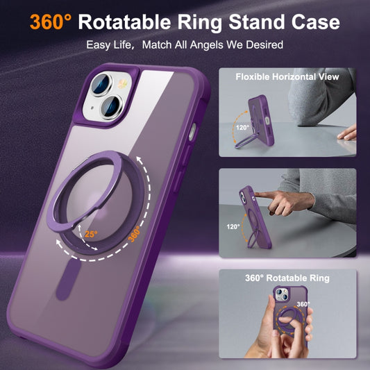 For iPhone 14 Plus MagSafe Magnetic Rotating Holder Phone Case(Purple) by buy2fix