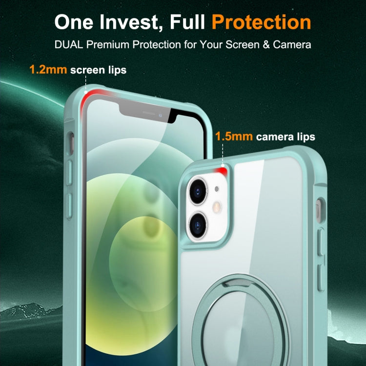 For iPhone 12 / 12 Pro MagSafe Magnetic Rotating Holder Phone Case(Lake Blue) by buy2fix