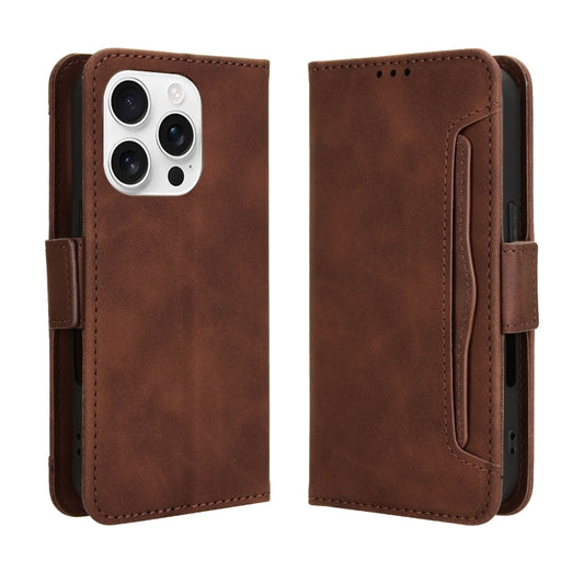 For iPhone 16 Pro Max Skin Feel Calf Texture Card Slots Leather Phone Case(Brown) by buy2fix