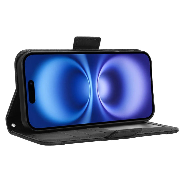 For iPhone 16 Skin Feel Calf Texture Card Slots Leather Phone Case(Black) - iPhone 16 Cases by buy2fix | Online Shopping UK | buy2fix