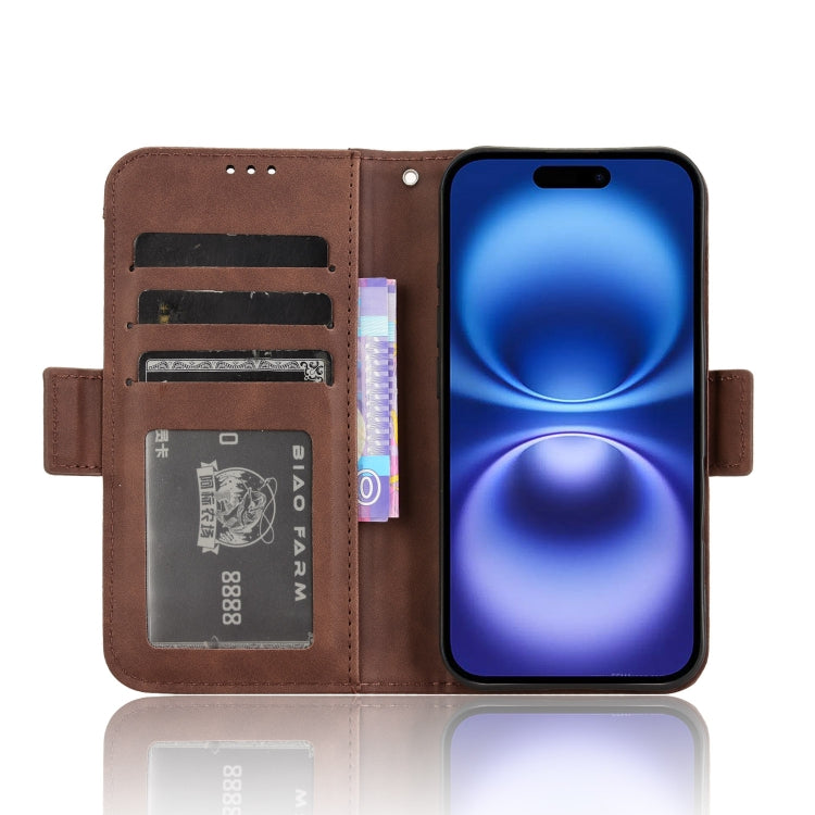 For iPhone 16 Skin Feel Calf Texture Card Slots Leather Phone Case(Brown) - iPhone 16 Cases by buy2fix | Online Shopping UK | buy2fix