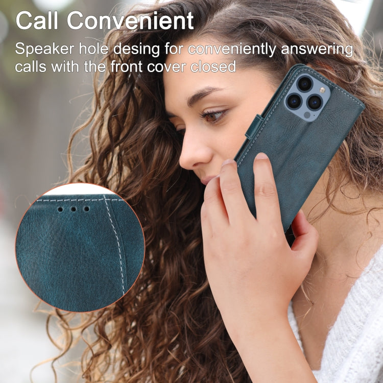 For iPhone 16 Pro Oil Skin Zipper Wallet Leather Phone Case(Blue) by buy2fix