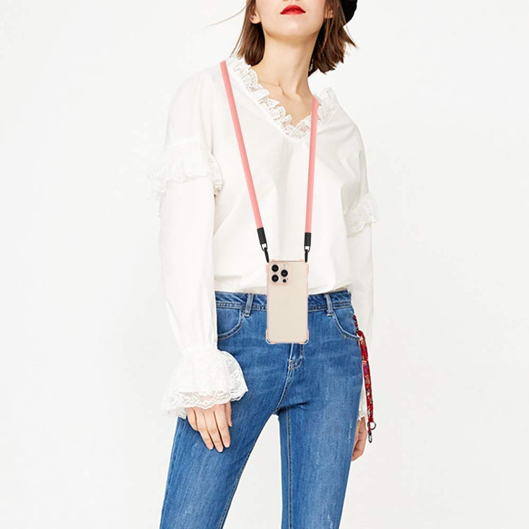 For iPhone 16 Pro Max Four-corner Shockproof TPU Phone Case with Lanyard(Pink) by buy2fix