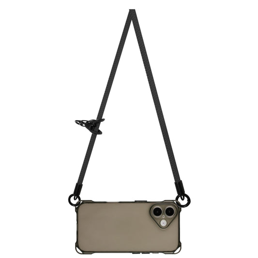 For iPhone 16 Plus Four-corner Shockproof TPU Phone Case with Lanyard(Black) by buy2fix