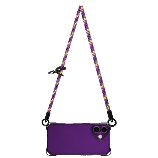 For iPhone 16 Plus Four-corner Shockproof TPU Phone Case with Lanyard(Purple) by buy2fix