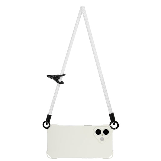 For iPhone 16 Four-corner Shockproof TPU Phone Case with Lanyard(White) by buy2fix