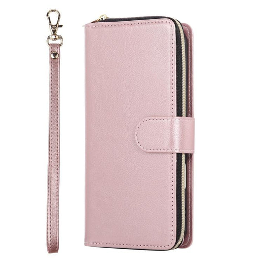 For iPhone Air 9 Card Slots Zipper Wallet Bag Leather Phone Case(Rose Gold) - iPhone Air Cases by buy2fix | Online Shopping UK | buy2fix