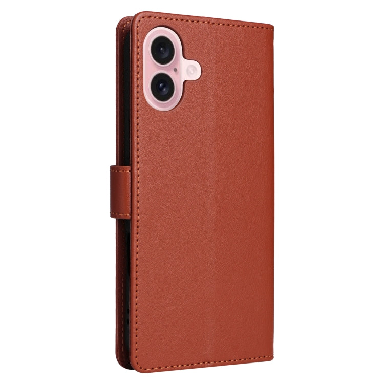 For iPhone 16 3-Card Slots Multifunctional Leather Phone Case(Brown) - iPhone 16 Cases by buy2fix | Online Shopping UK | buy2fix