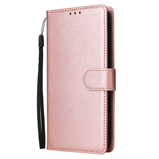 For iPhone 16 3-Card Slots Multifunctional Leather Phone Case(Rose Gold) by buy2fix