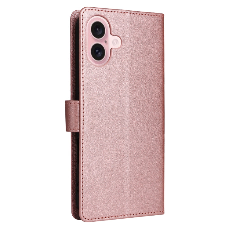 For iPhone 16 3-Card Slots Multifunctional Leather Phone Case(Rose Gold) - iPhone 16 Cases by buy2fix | Online Shopping UK | buy2fix