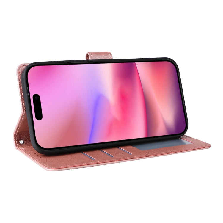 For iPhone 16 3-Card Slots Multifunctional Leather Phone Case(Rose Gold) - iPhone 16 Cases by buy2fix | Online Shopping UK | buy2fix