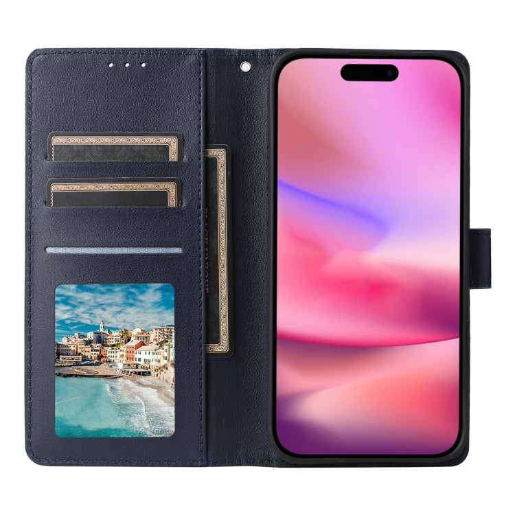 For iPhone 16 3-Card Slots Multifunctional Leather Phone Case(Blue) - iPhone 16 Cases by buy2fix | Online Shopping UK | buy2fix