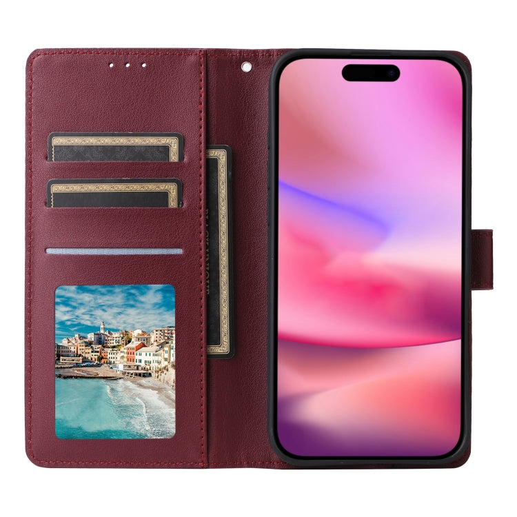 For iPhone 16 Plus 3-Card Slots Multifunctional Leather Phone Case(Wine Red) - iPhone 16 Plus Cases by buy2fix | Online Shopping UK | buy2fix