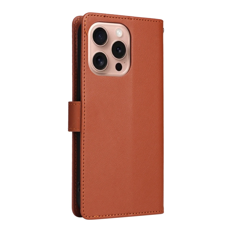 For iPhone 16 Pro 3-Card Slots Multifunctional Leather Phone Case(Brown) - iPhone 16 Pro Cases by buy2fix | Online Shopping UK | buy2fix