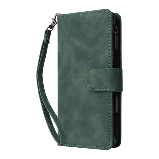 For iPhone 16 Crossbody Multi-card Slot Wallet Zipper Leather Phone Case(Green) by buy2fix