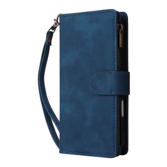 For iPhone 16 Pro Crossbody Multi-card Slot Wallet Zipper Leather Phone Case(Dark Blue) by buy2fix