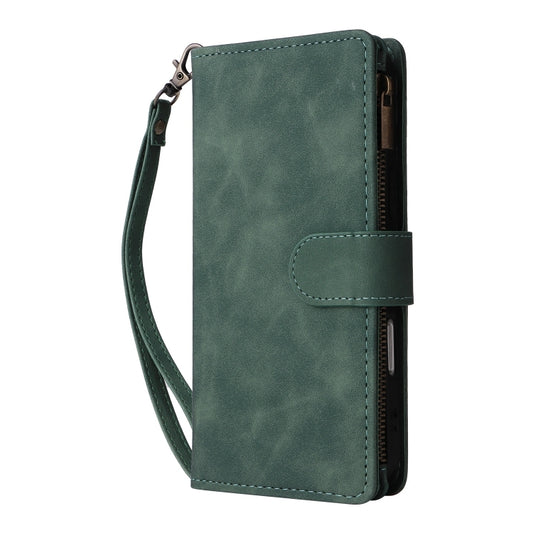 For iPhone 16 Pro Crossbody Multi-card Slot Wallet Zipper Leather Phone Case(Green) by buy2fix
