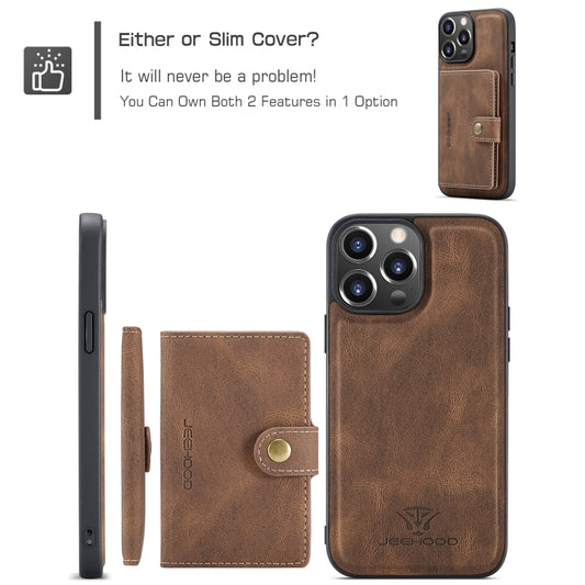 For iPhone 15 Pro Max JEEHOOD Retro Magnetic Detachable Leather Phone Case(Brown) by JEEHOOD