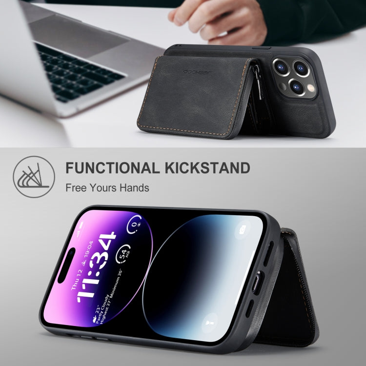 For iPhone 15 Pro Max JEEHOOD Magnetic Zipper Wallet Leather Phone Case(Black) by JEEHOOD